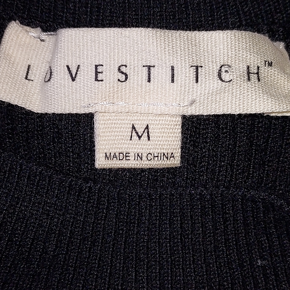 Ribbed Black Ruffle Sleeve Tank Top Size M - Picture 4 of 6